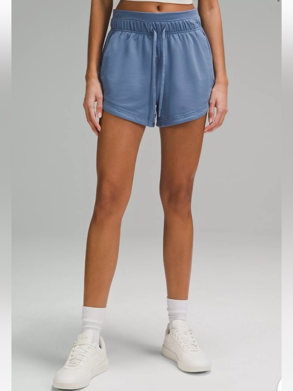 lululemon athletica Dusty Blue Knit Drawstring Athletic Shorts